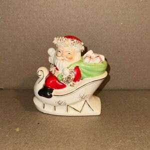 Jolly Santa Sleigh Decoration - Red, Green, and White